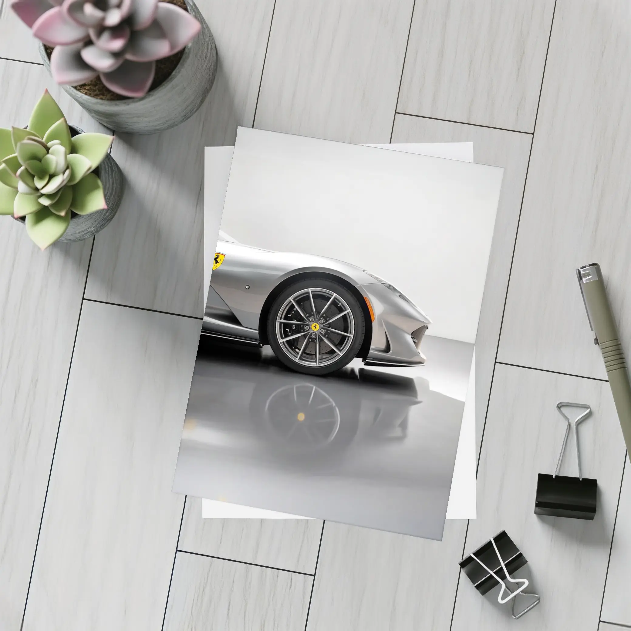 Ferrari 812 GTS Silver Studio Close Up – Postcards