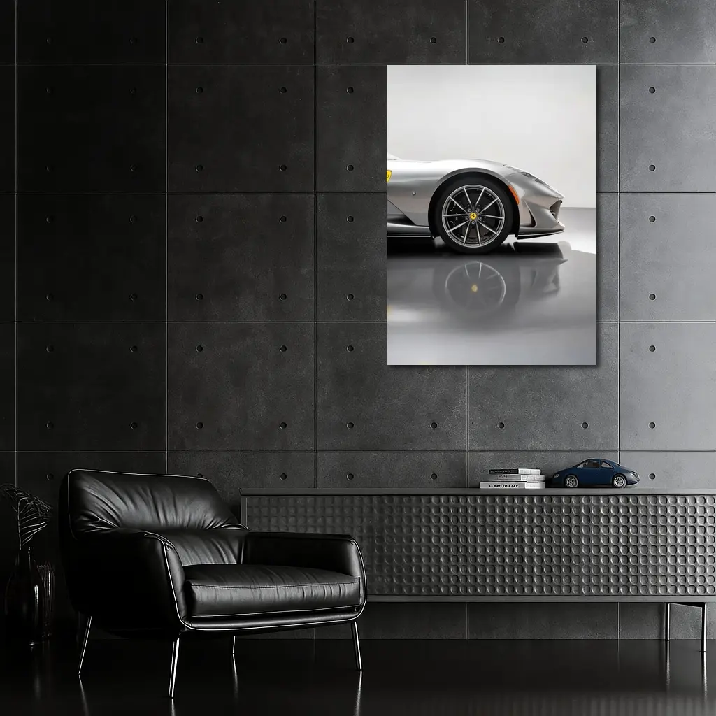 Ferrari 812 GTS Silver Studio Close Up – Wall Art