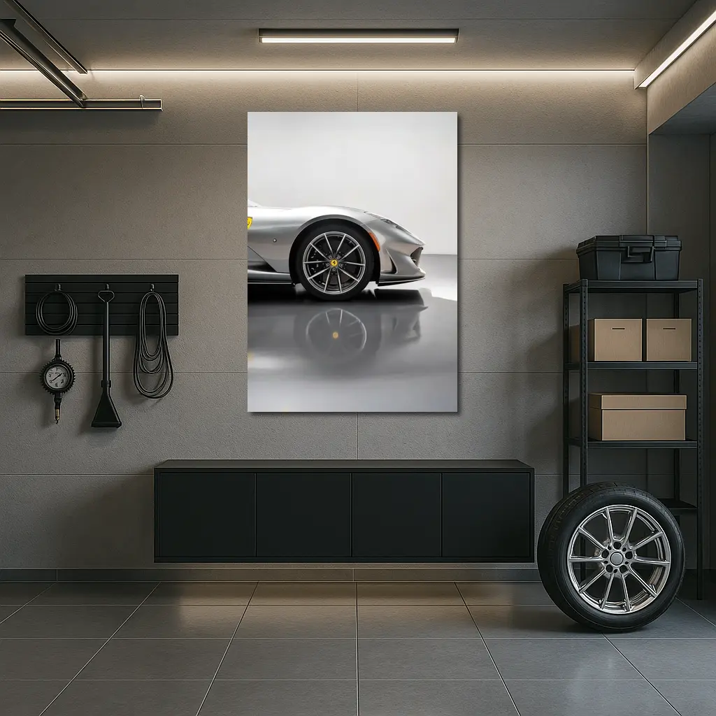 Ferrari 812 GTS Silver Studio Close Up – Wall Art