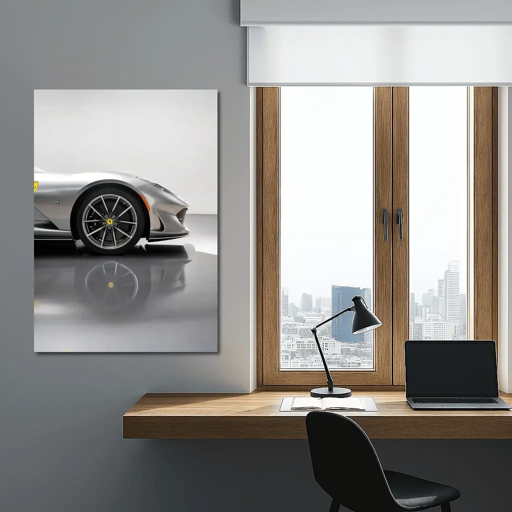 Ferrari 812 GTS Silver Studio Close Up – Wall Art