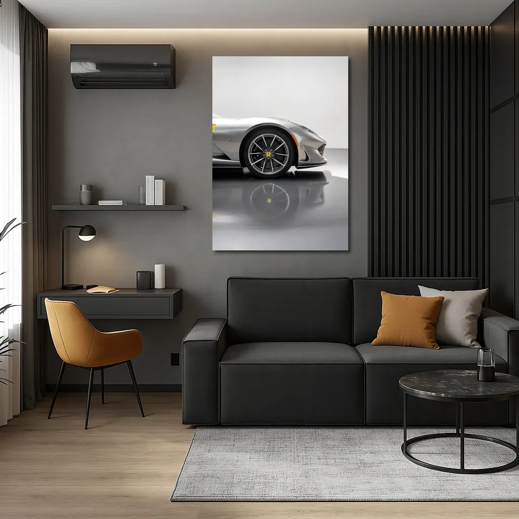 Ferrari 812 GTS Silver Studio Close Up – Wall Art