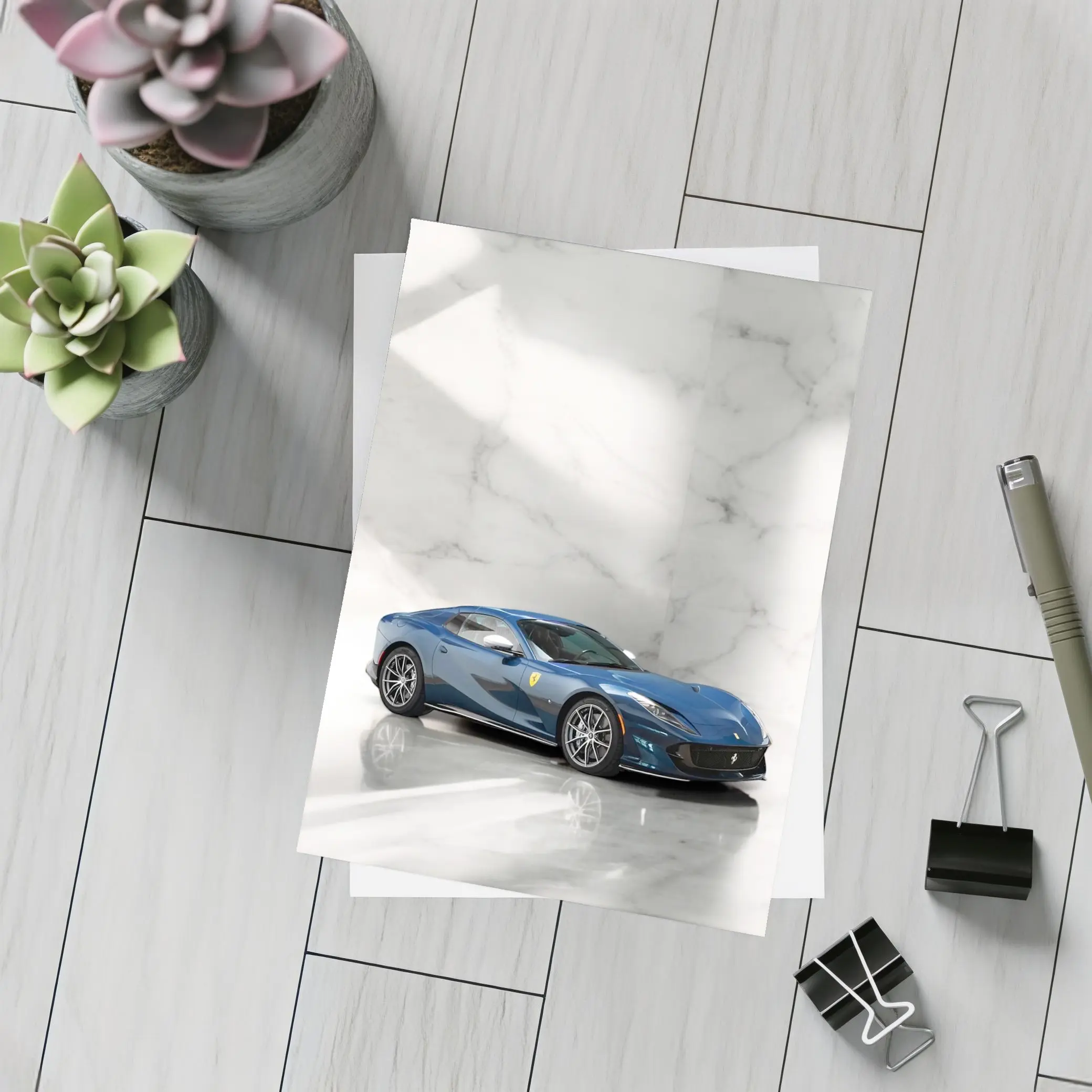 Ferrari 812 Superfast Blue Marble Studio – Postcards