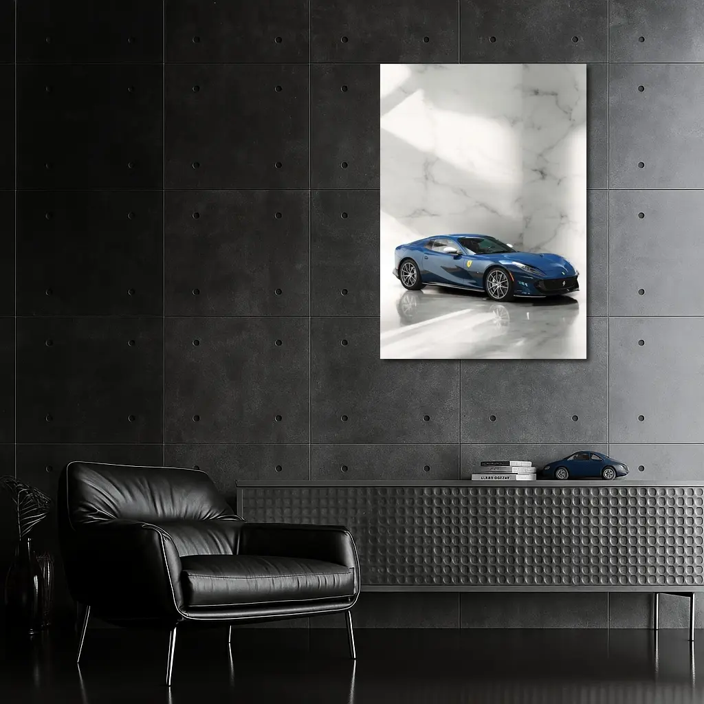 Ferrari 812 Superfast Blue Marble Studio – Wall Art