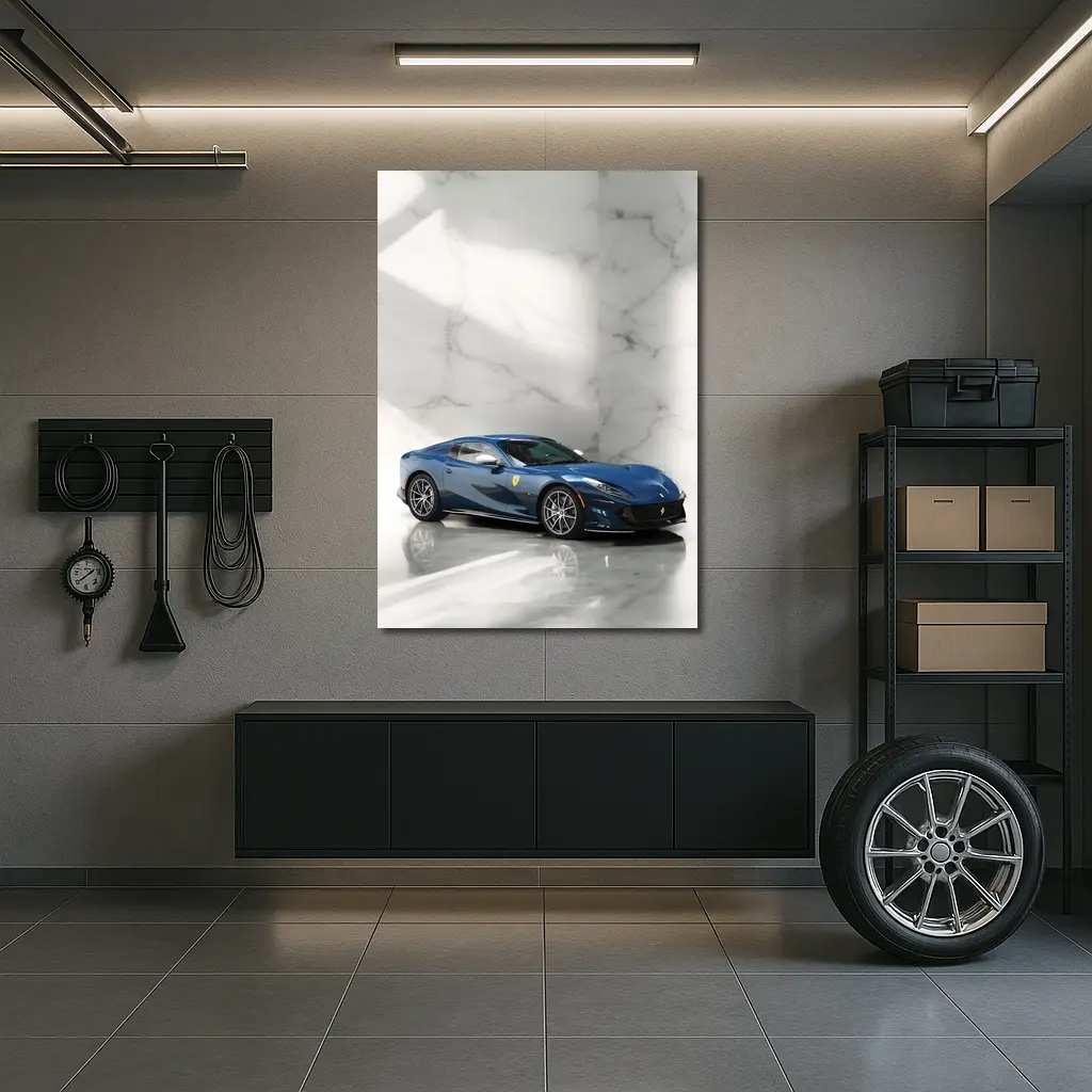 Ferrari 812 Superfast Blue Marble Studio – Wall Art
