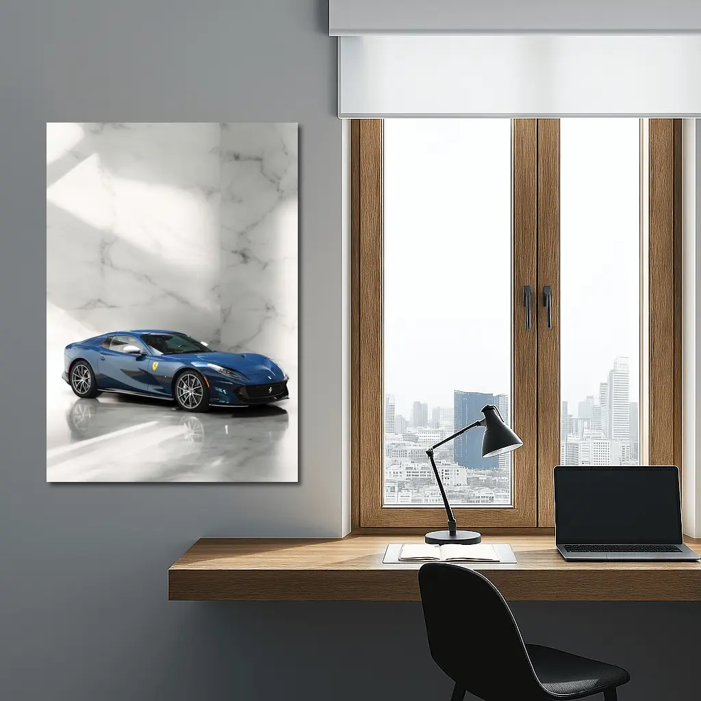 Ferrari 812 Superfast Blue Marble Studio – Wall Art