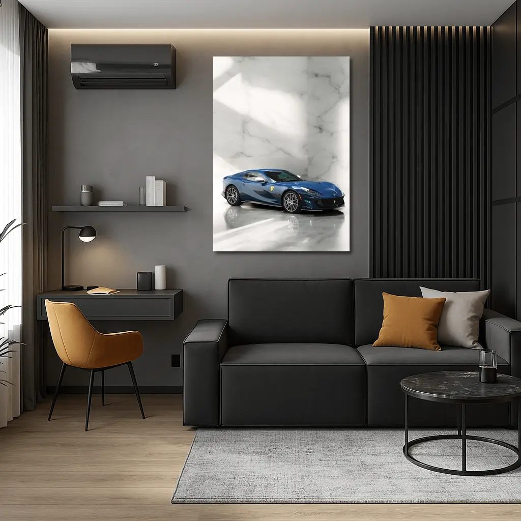 Ferrari 812 Superfast Blue Marble Studio – Wall Art