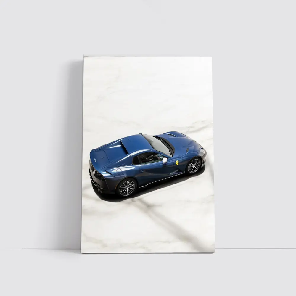 Ferrari 812 GTS Blue on Marble – Wall Art