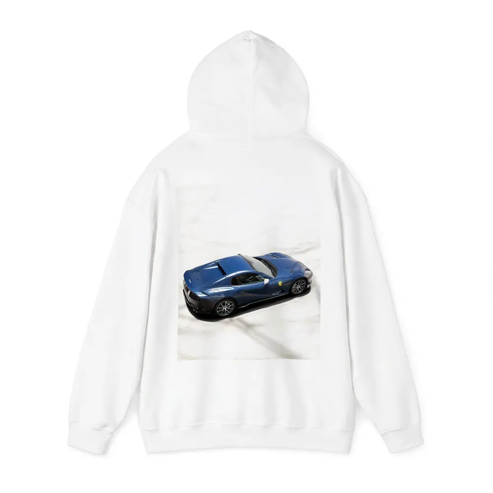 Ferrari 812 GTS Blue on Marble – Hoodies