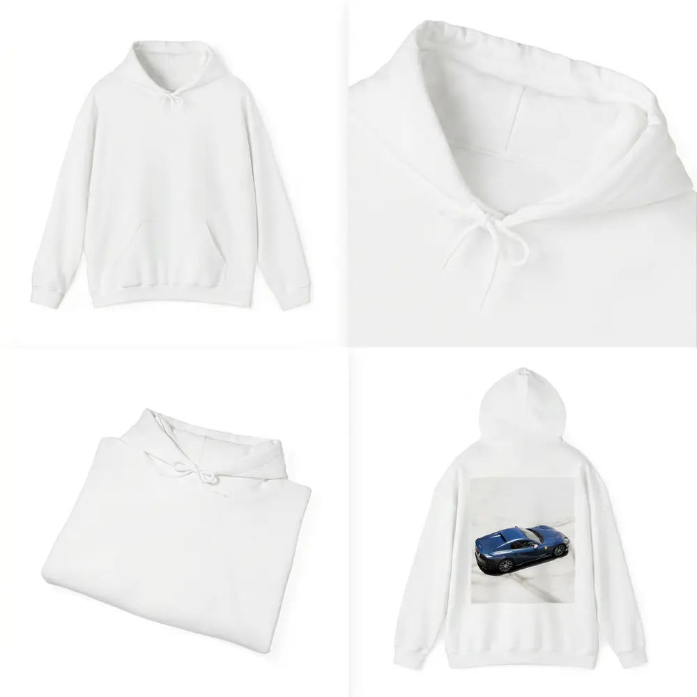 Ferrari 812 GTS Blue on Marble – Hoodies