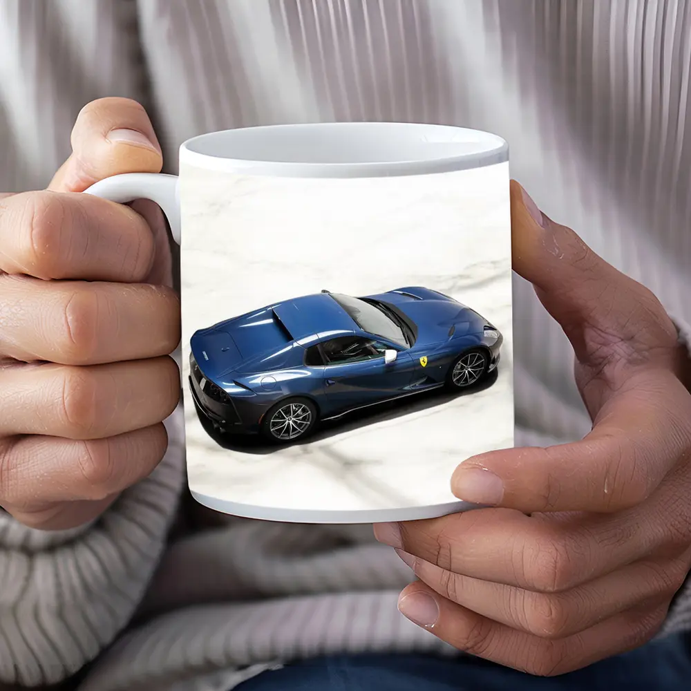 Ferrari 812 GTS Blue on Marble – Mugs