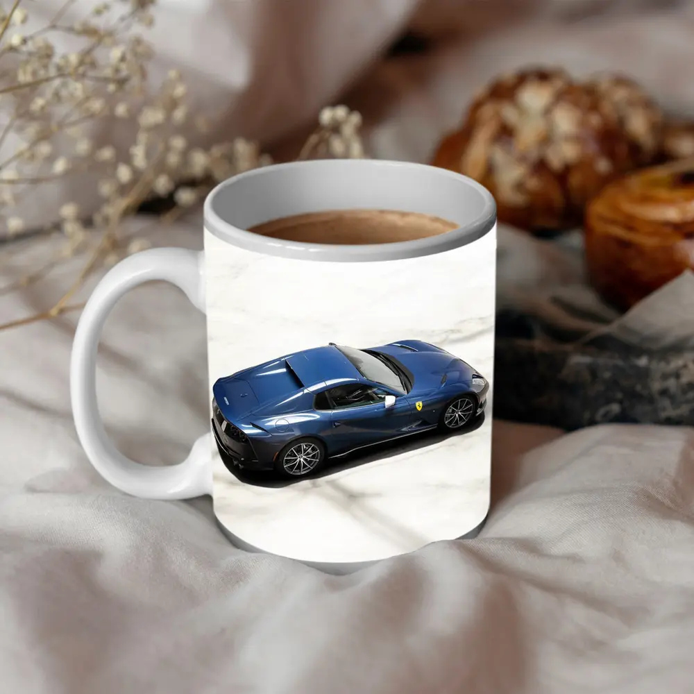 Ferrari 812 GTS Blue on Marble – Mugs