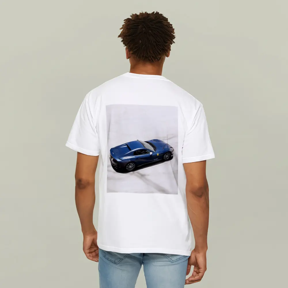 Ferrari 812 GTS Blue on Marble – T-Shirts
