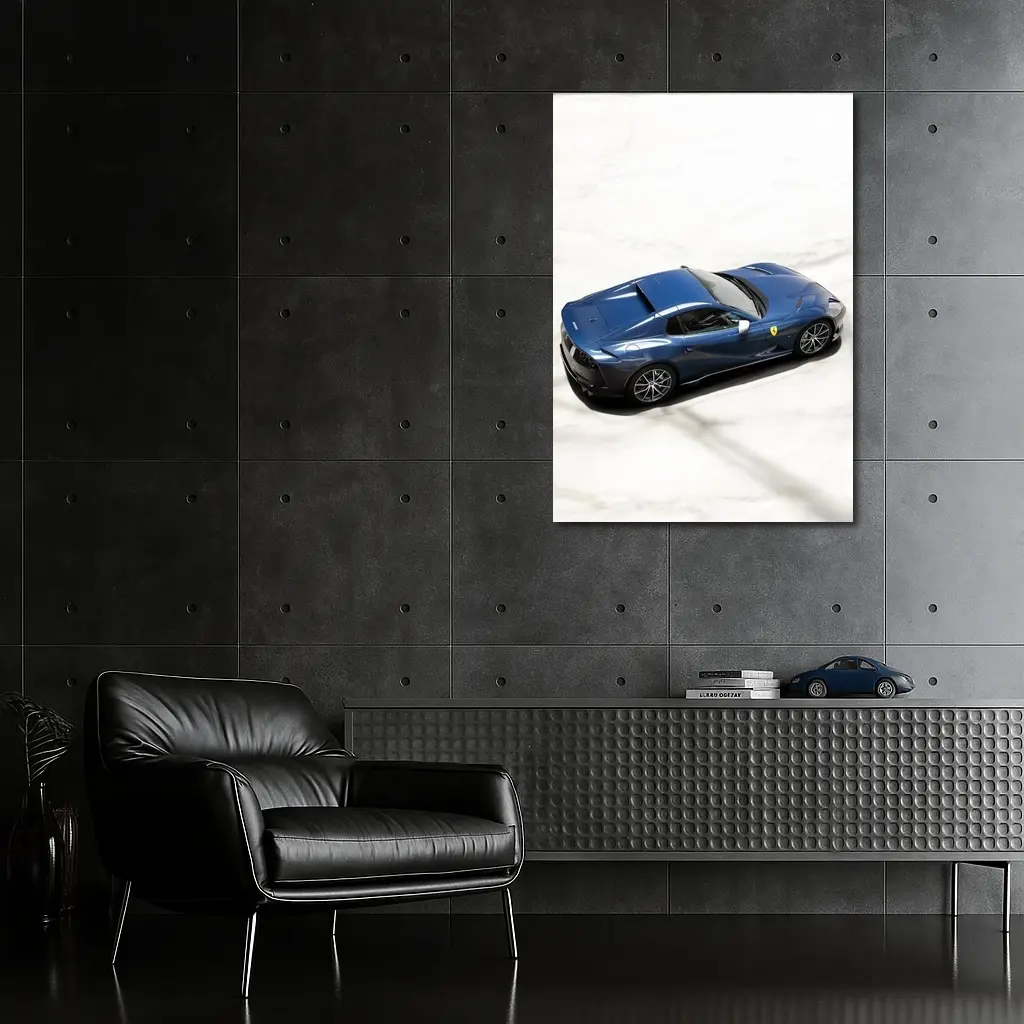 Ferrari 812 GTS Blue on Marble – Wall Art