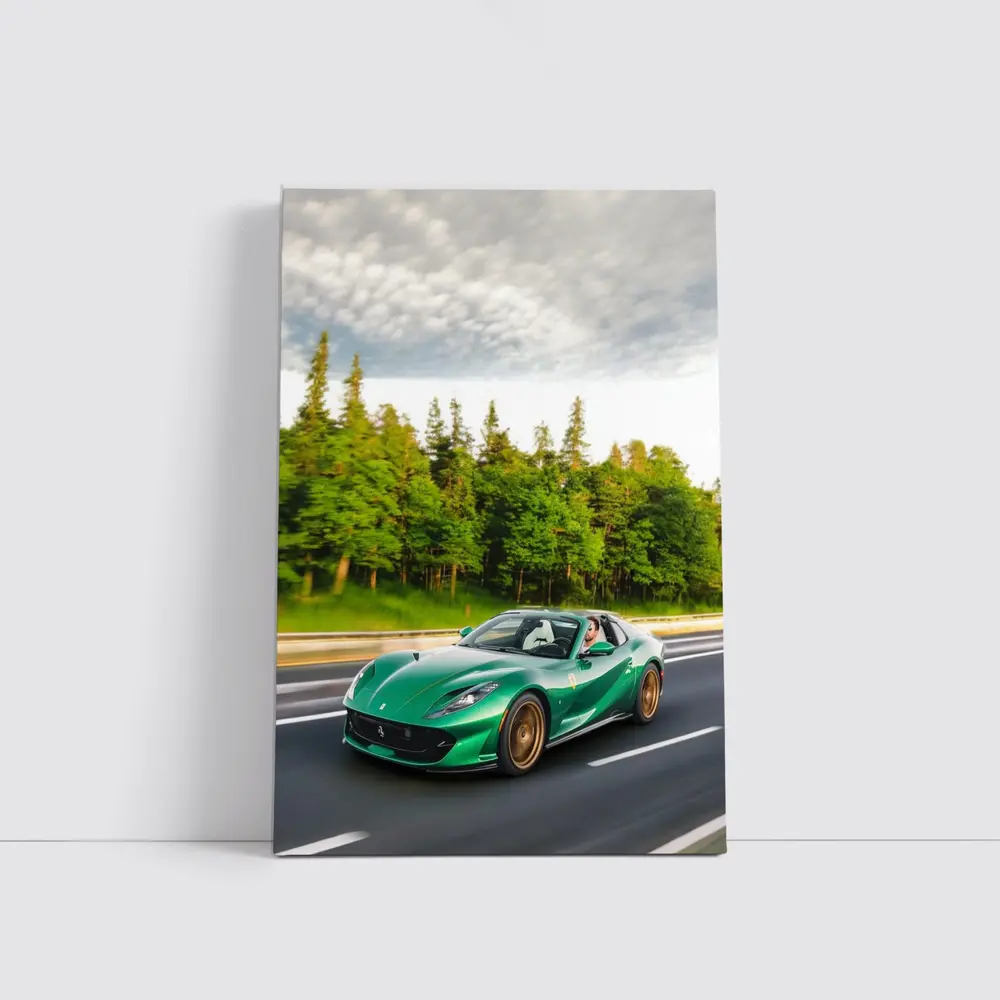 Ferrari 812 GTS Green on Open Road – Wall Art