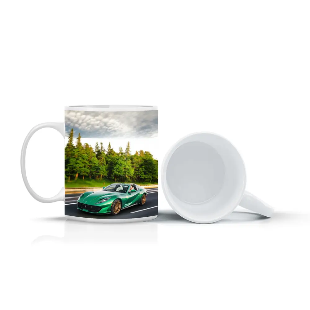 Ferrari 812 GTS Green on Open Road – Mugs