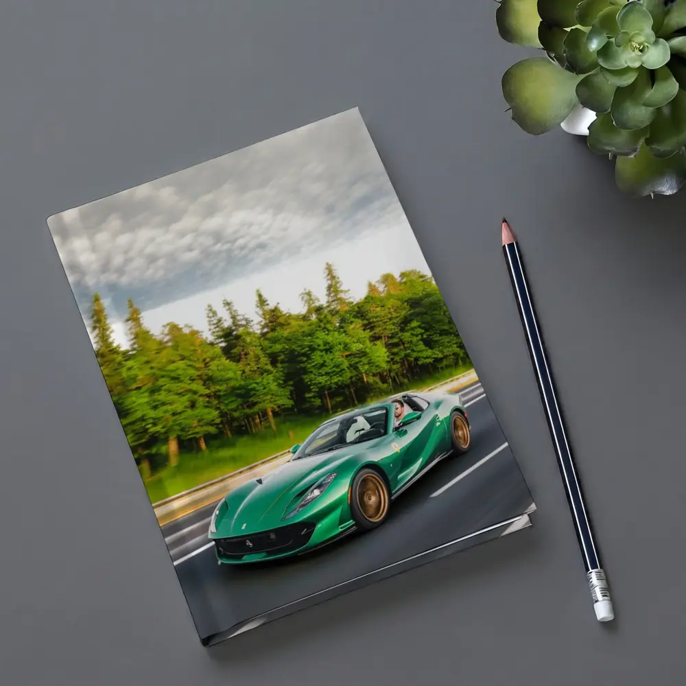 Ferrari 812 GTS Green on Open Road – Notebooks