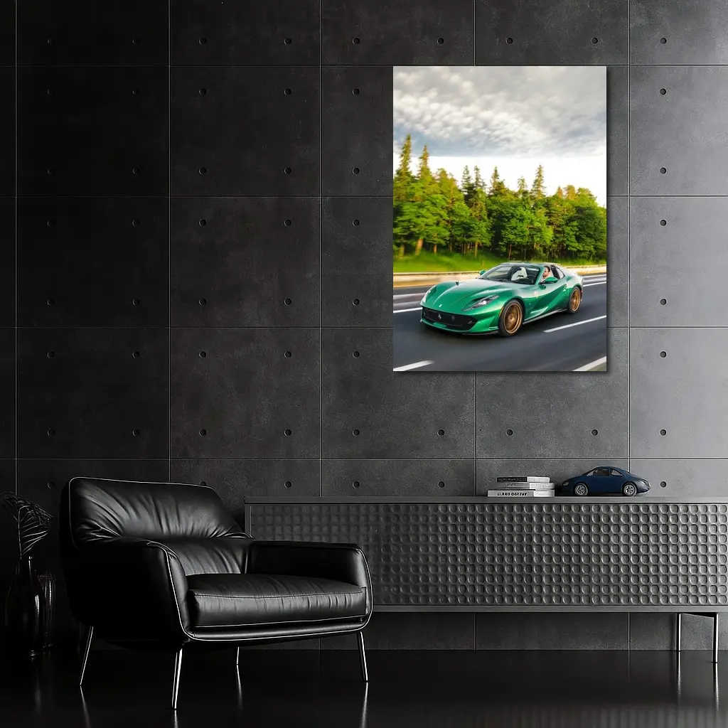 Ferrari 812 GTS Green on Open Road – Wall Art