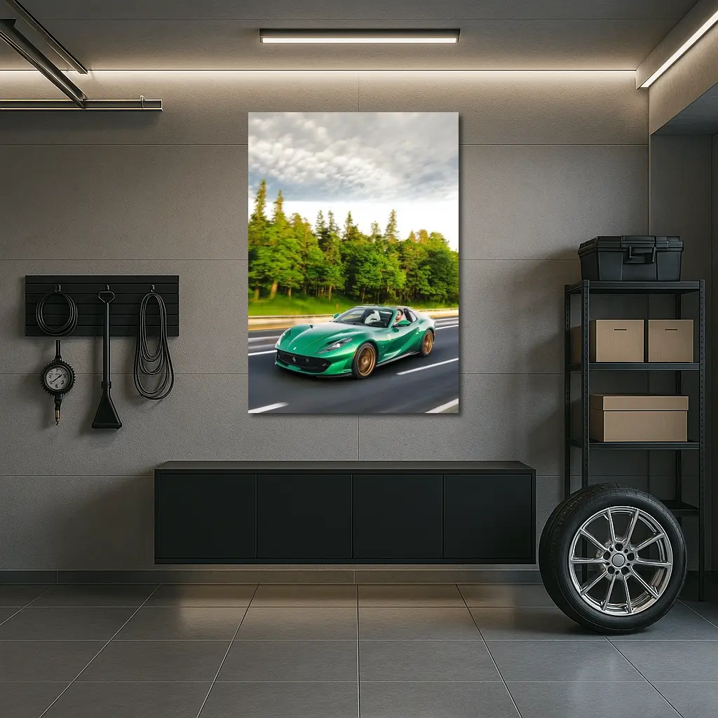 Ferrari 812 GTS Green on Open Road – Wall Art