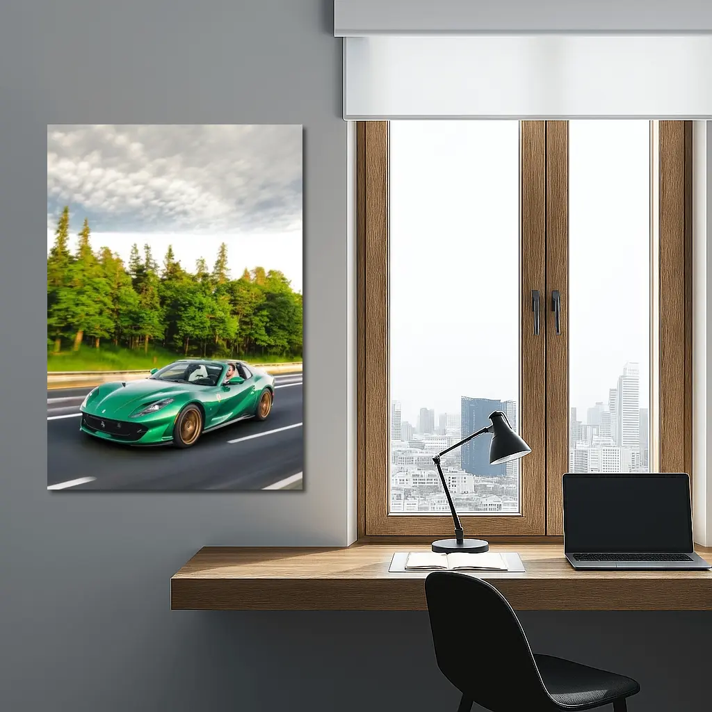 Ferrari 812 GTS Green on Open Road – Wall Art