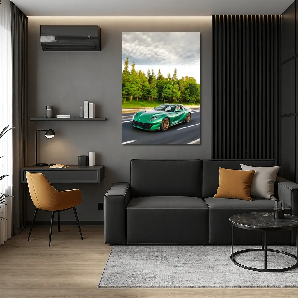 Ferrari 812 GTS Green on Open Road – Wall Art