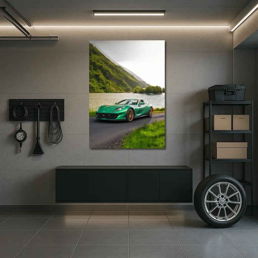 Ferrari 812 GTS Green Mountain Lake Road – Wall Art