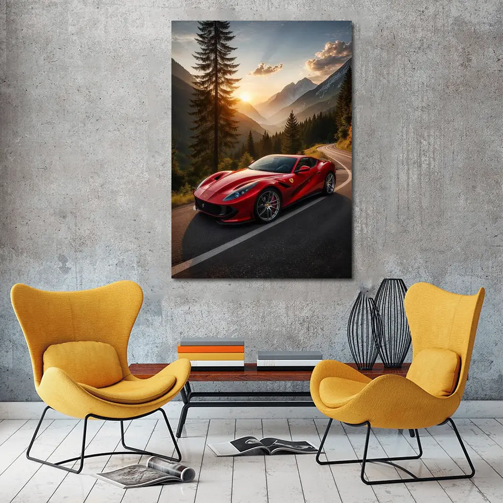 Ferrari 812 Superfast Mountain Road Sunset – Wall Art