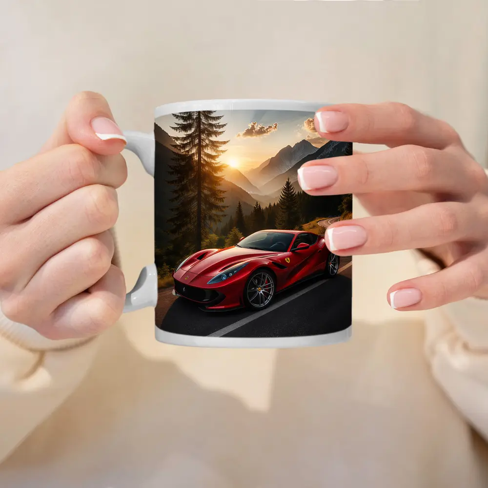 Ferrari 812 Superfast Mountain Road Sunset – Mugs