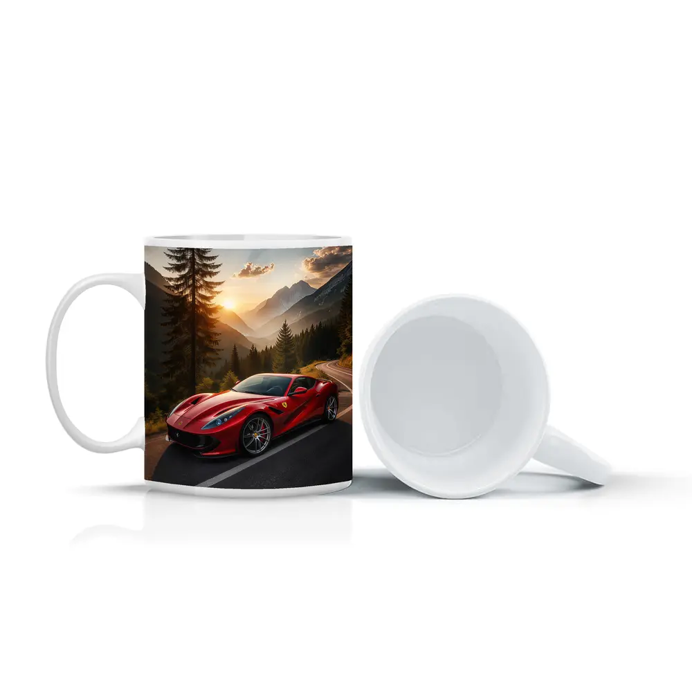 Ferrari 812 Superfast Mountain Road Sunset – Mugs