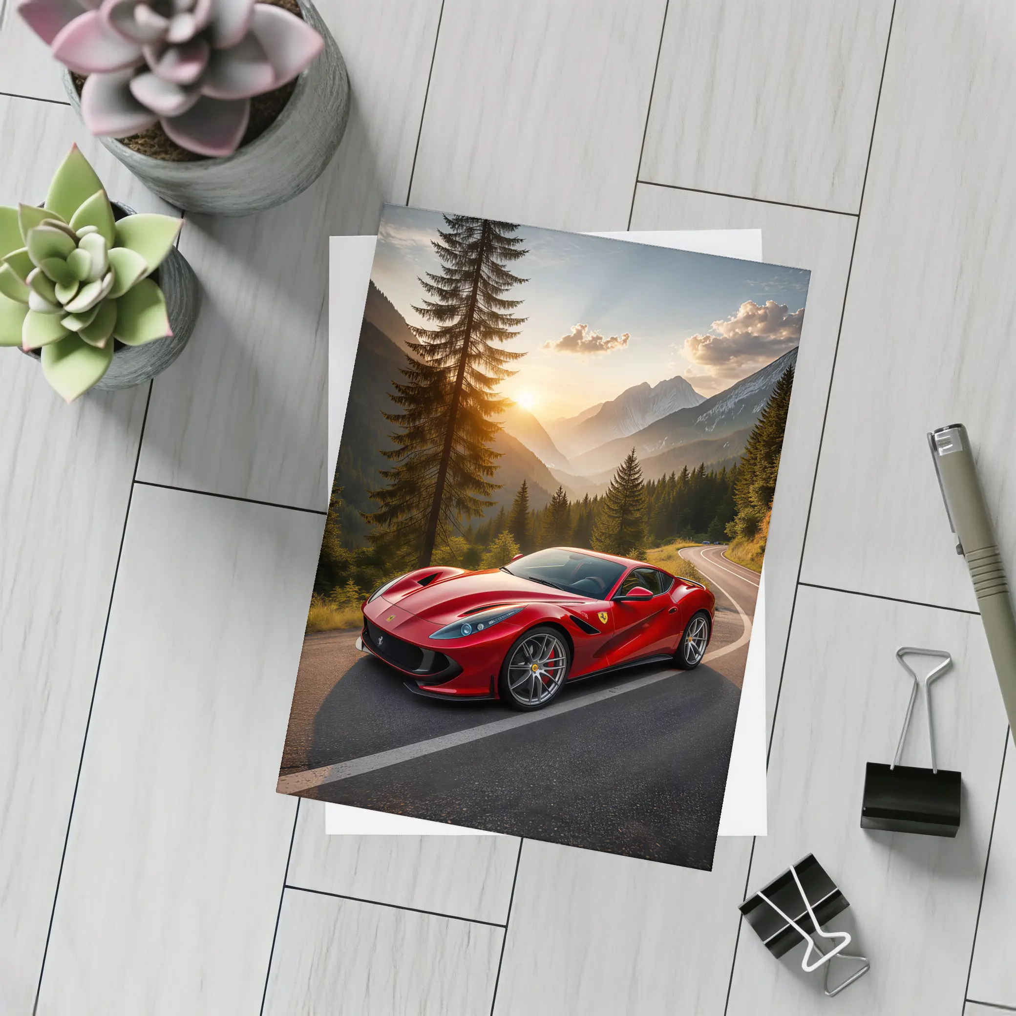Ferrari 812 Superfast Mountain Road Sunset – Postcards