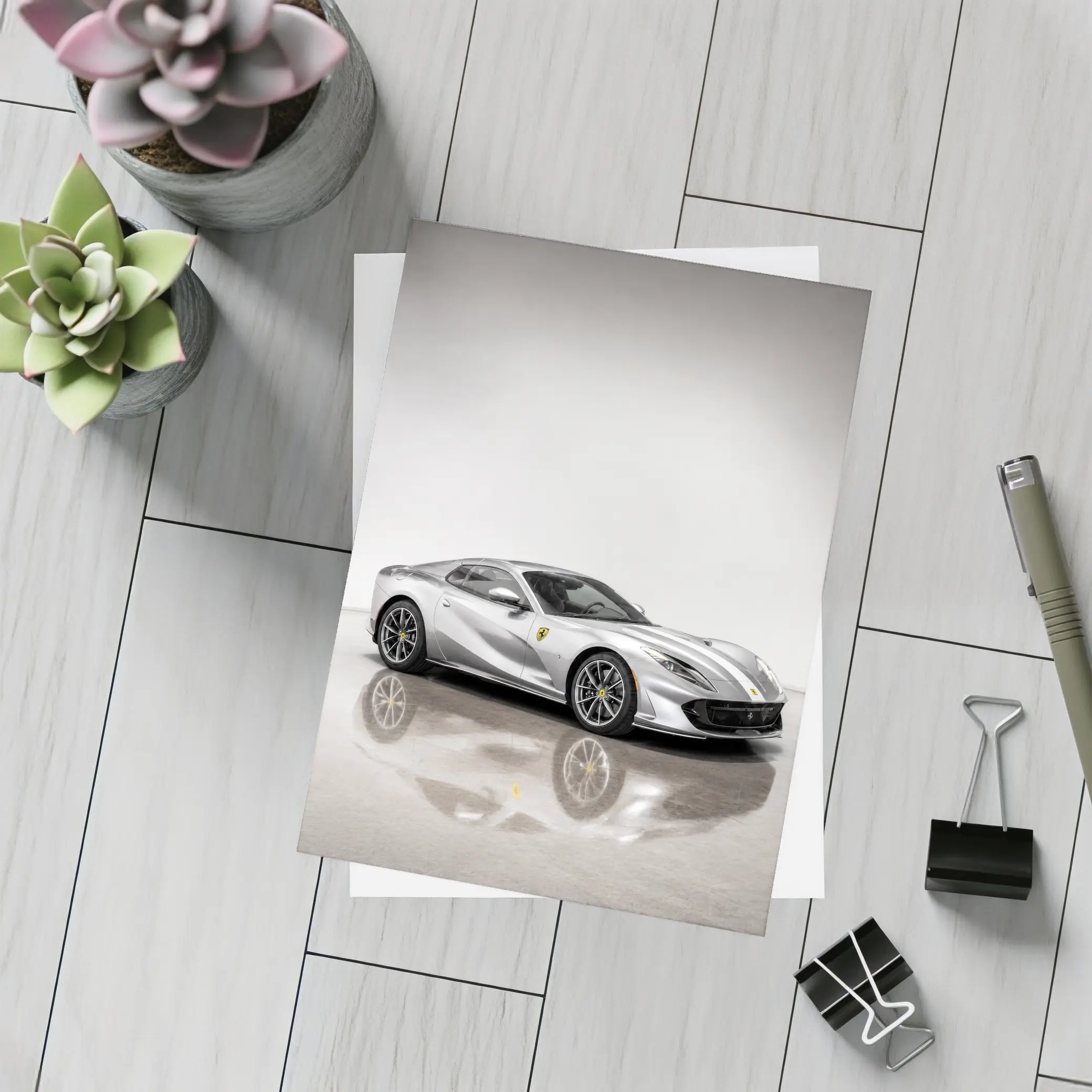 Ferrari 812 Superfast Silver Studio Shot – Postcards
