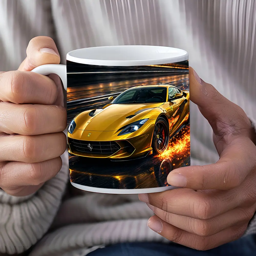 Ferrari 812 Superfast Yellow Racing Track Speed – Mugs