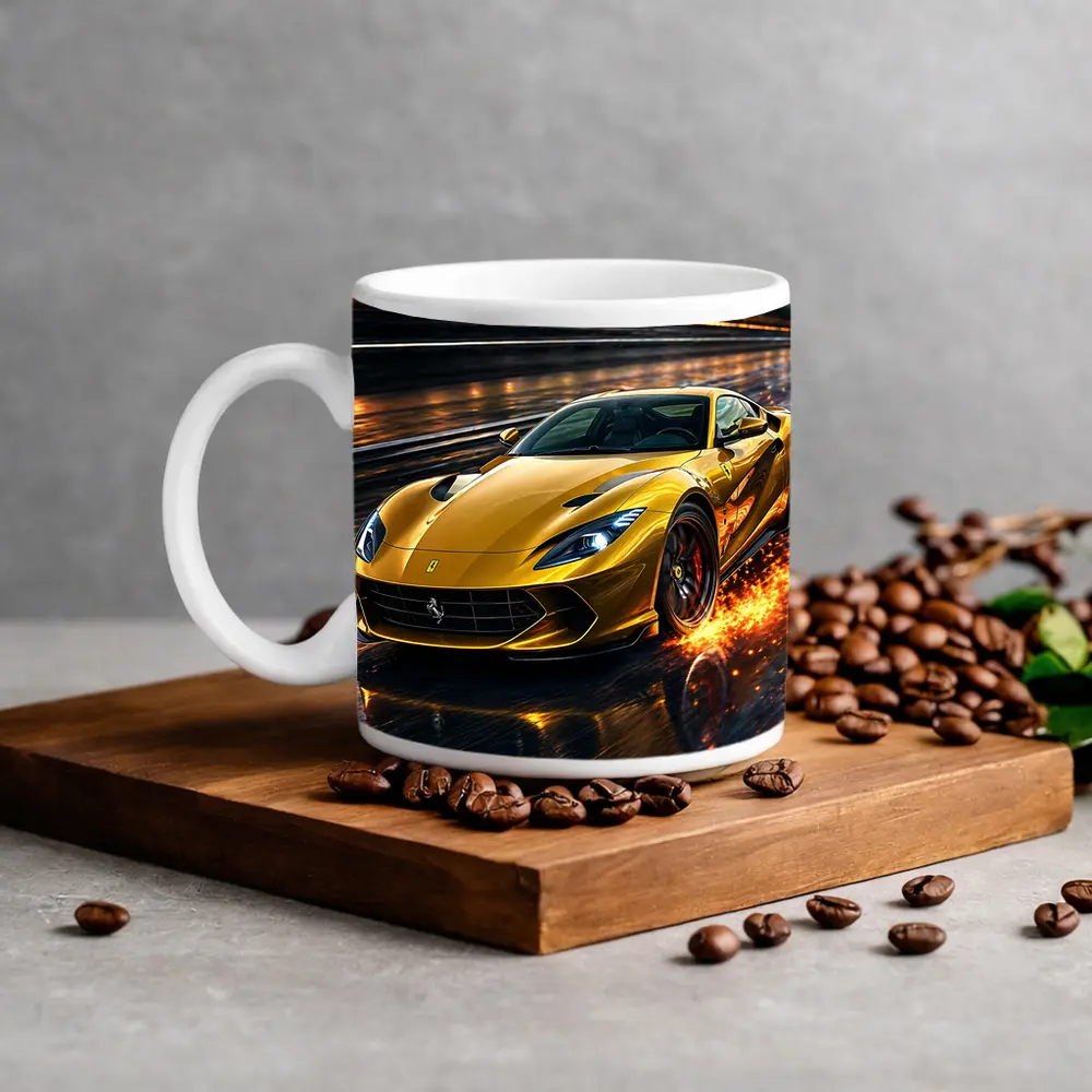 Ferrari 812 Superfast Yellow Racing Track Speed – Mugs