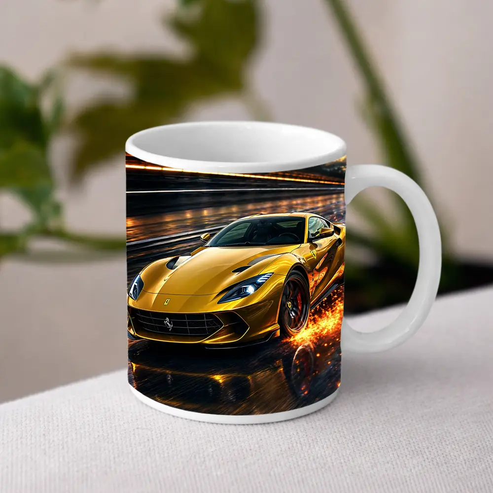 Ferrari 812 Superfast Yellow Racing Track Speed – Mugs