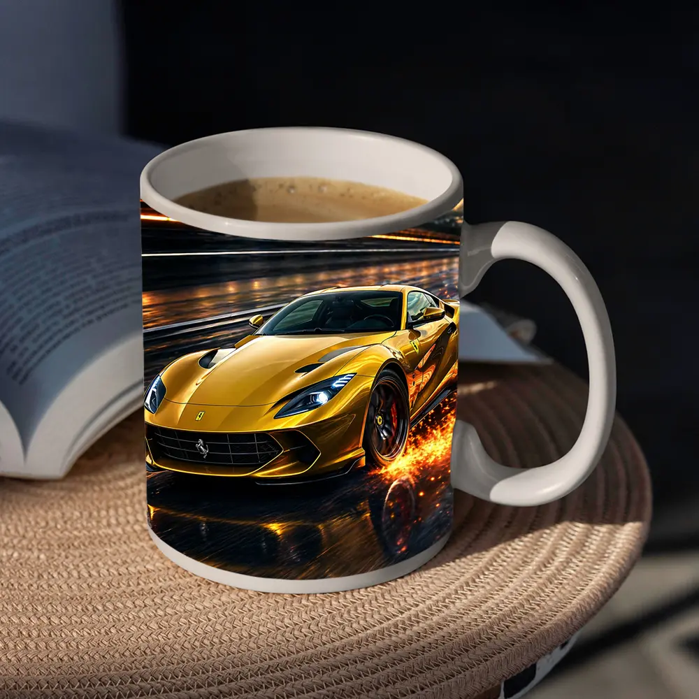 Ferrari 812 Superfast Yellow Racing Track Speed – Mugs