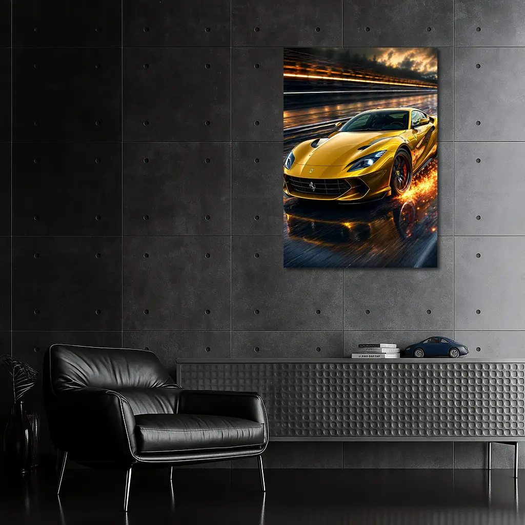 Ferrari 812 Superfast Yellow Racing Track Speed – Wall Art