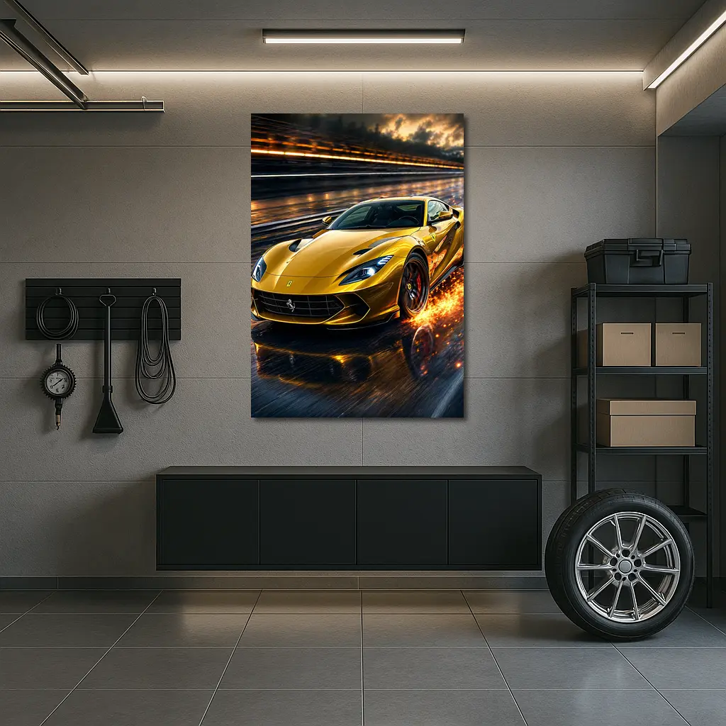 Ferrari 812 Superfast Yellow Racing Track Speed – Wall Art