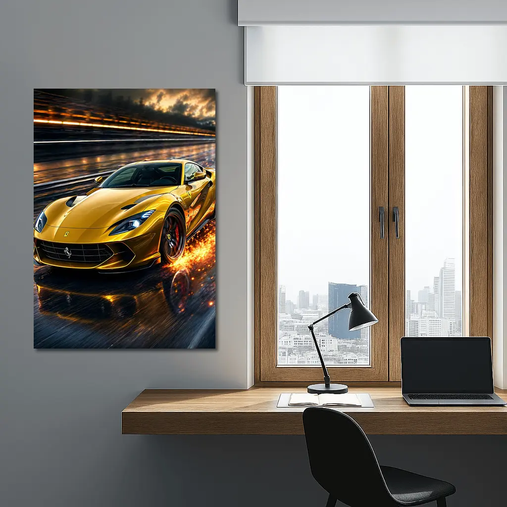Ferrari 812 Superfast Yellow Racing Track Speed – Wall Art