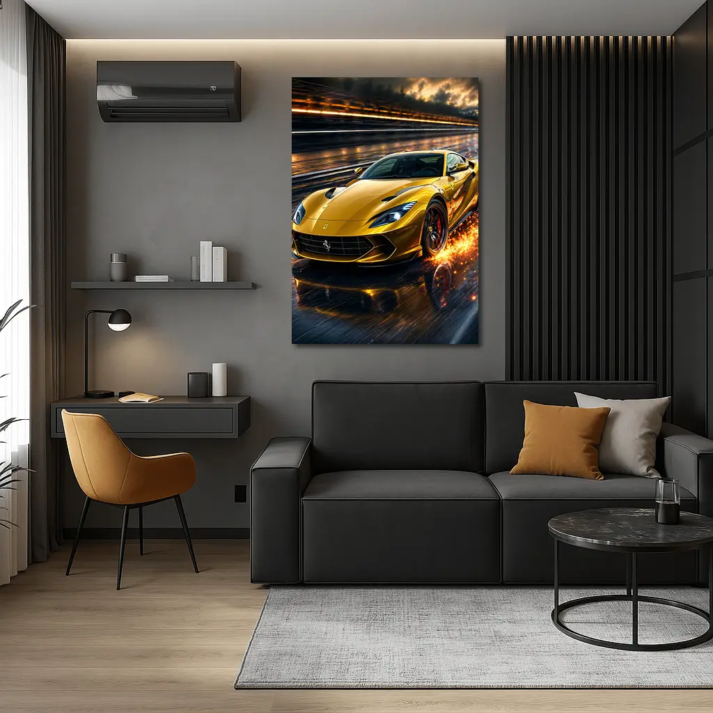 Ferrari 812 Superfast Yellow Racing Track Speed – Wall Art