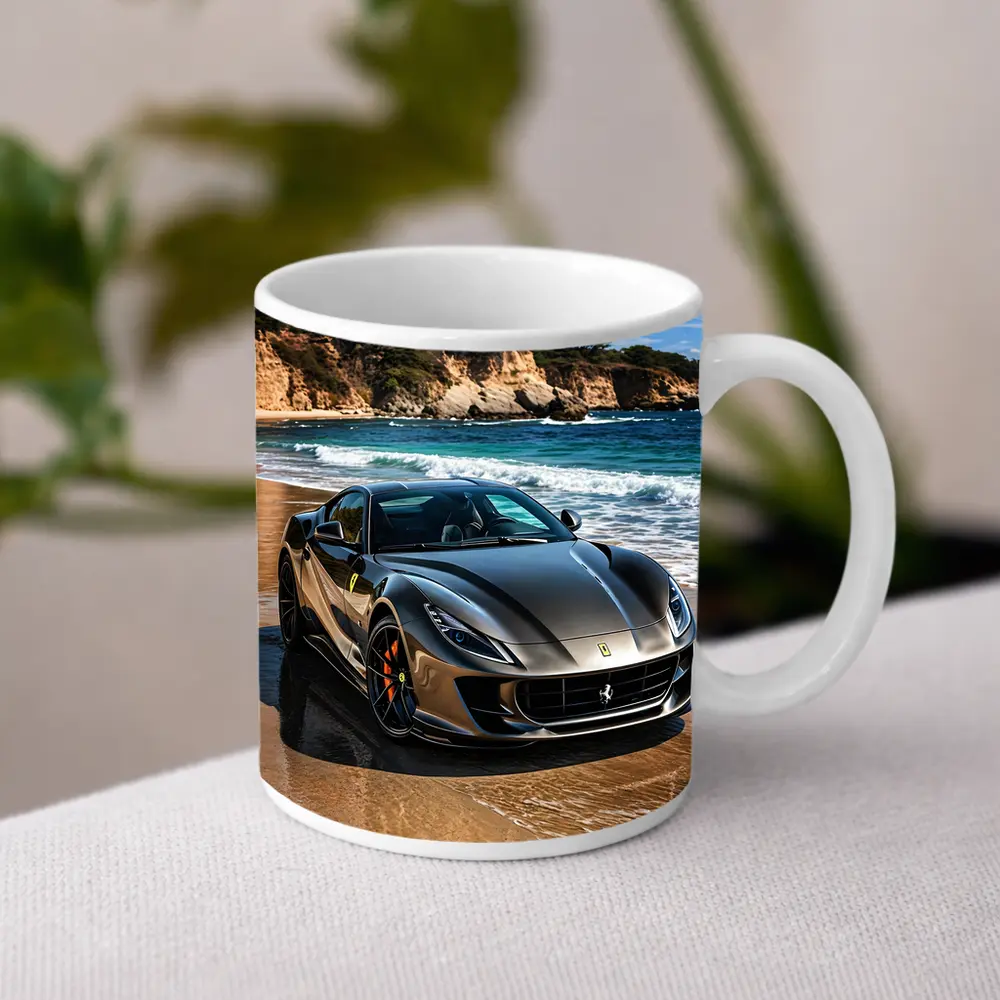 Ferrari 812 Superfast Dark Silver Beach Setting – Mugs