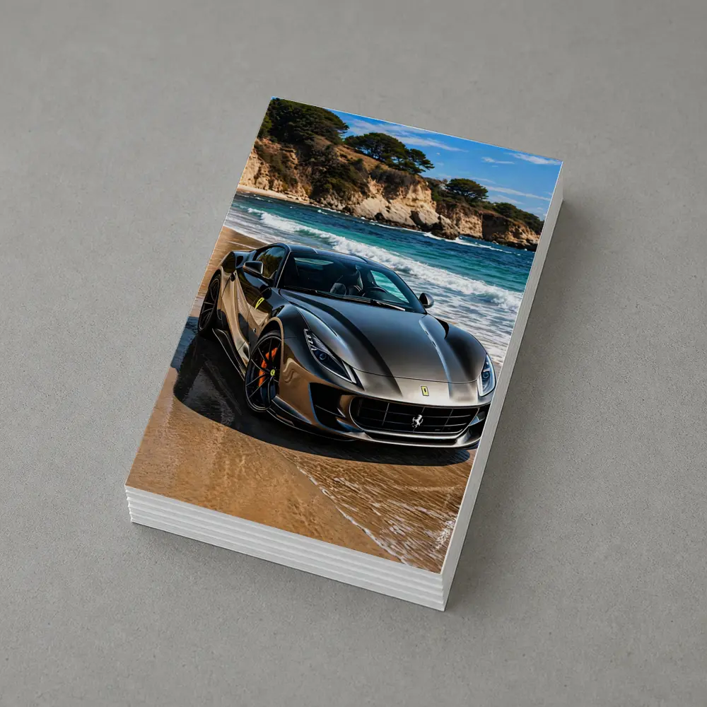 Ferrari 812 Superfast Dark Silver Beach Setting – Postcards