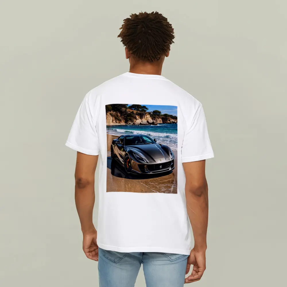 Ferrari 812 Superfast Dark Silver Beach Setting – T-Shirts