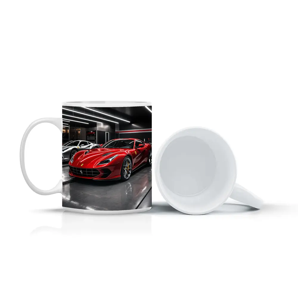 Ferrari 812 Superfast Red in Garage – Mugs