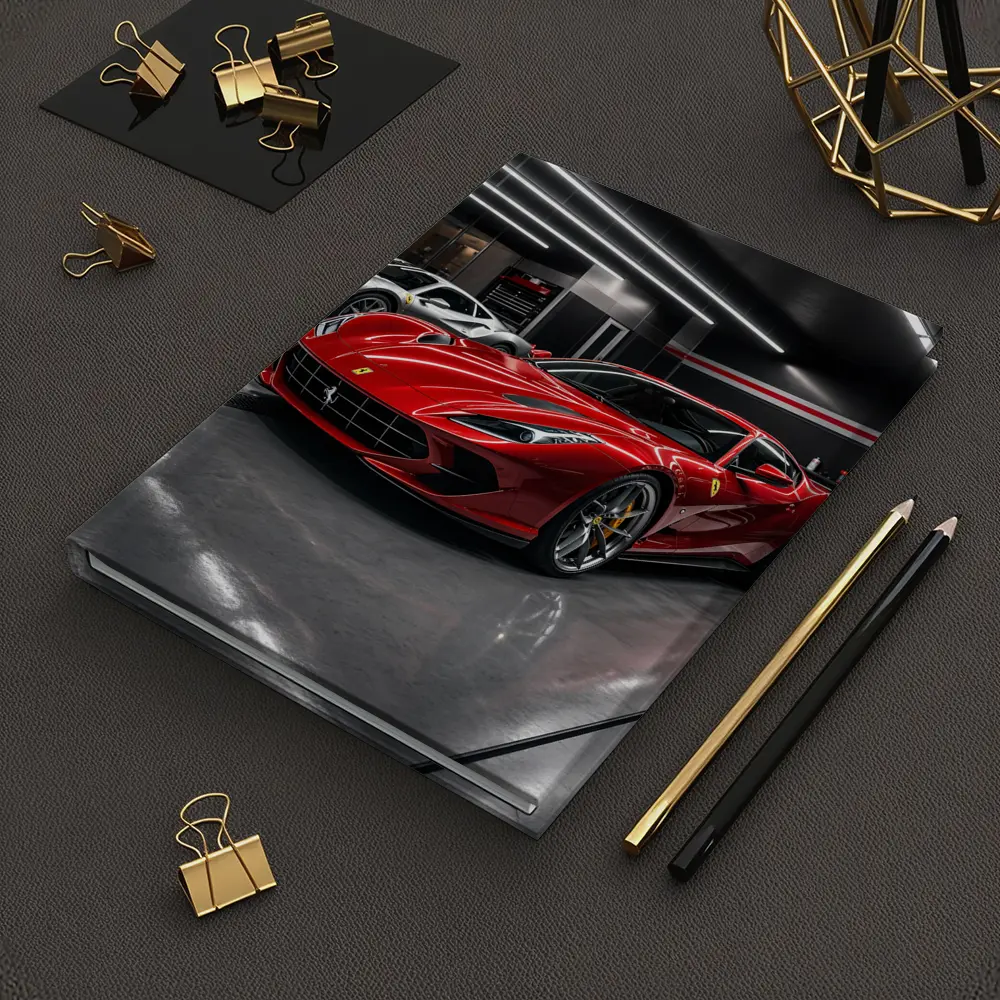 Ferrari 812 Superfast Red in Garage – Notebooks