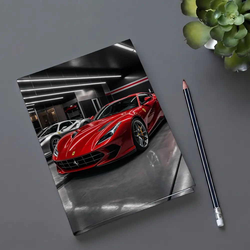Ferrari 812 Superfast Red in Garage – Notebooks