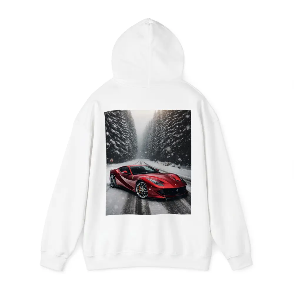 Ferrari 812 Superfast Red Snowy Forest Road – Hoodies