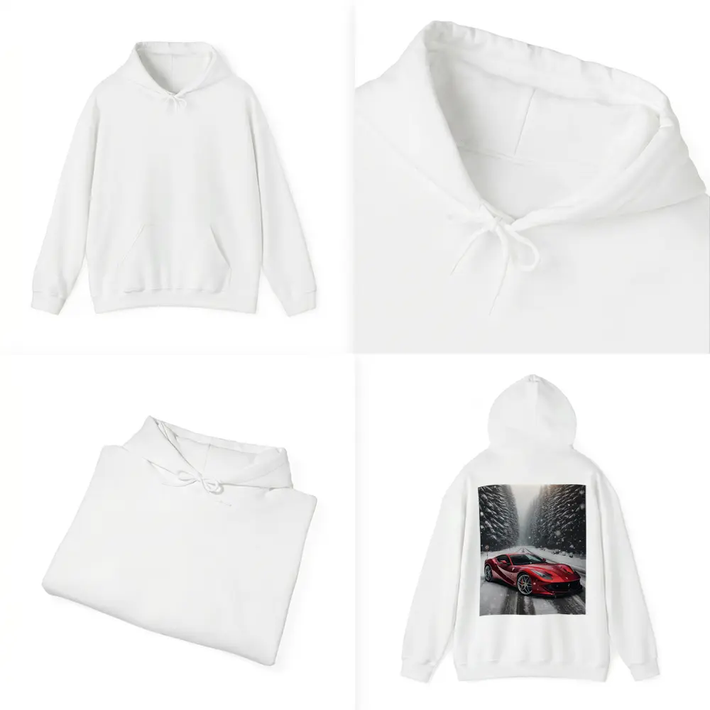 Ferrari 812 Superfast Red Snowy Forest Road – Hoodies