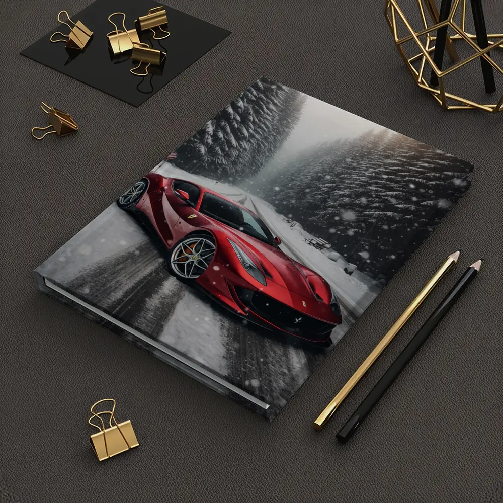 Ferrari 812 Superfast Red Snowy Forest Road – Notebooks
