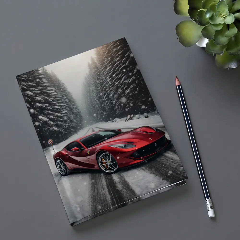 Ferrari 812 Superfast Red Snowy Forest Road – Notebooks