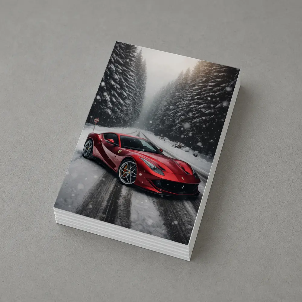 Ferrari 812 Superfast Red Snowy Forest Road – Postcards