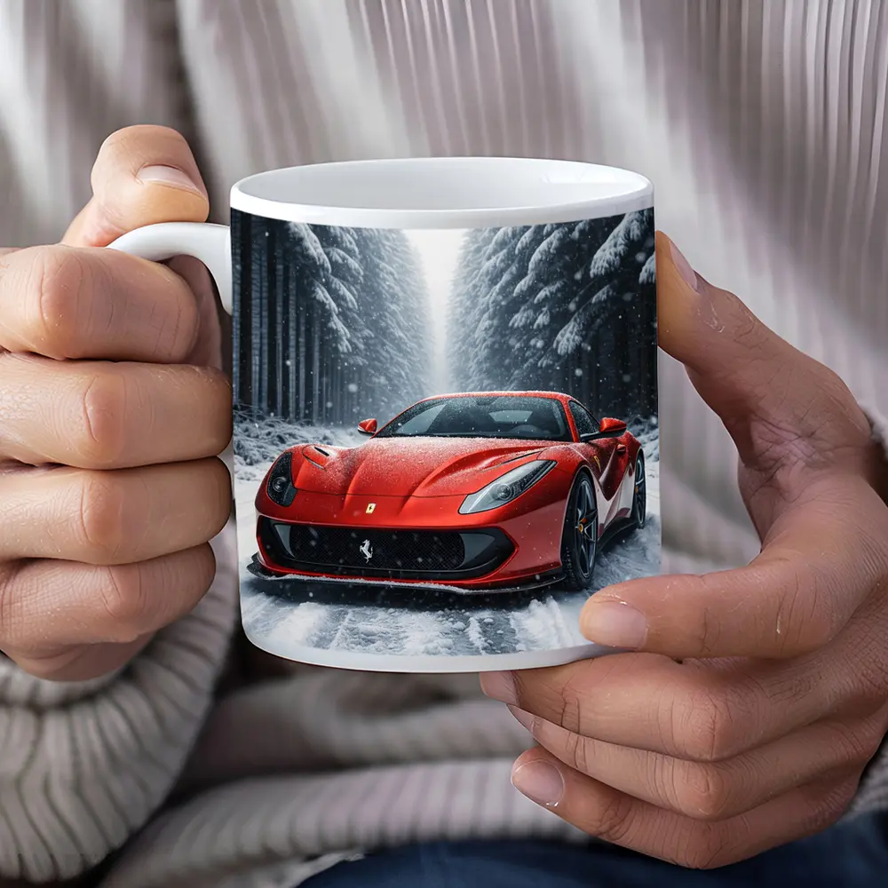 Ferrari 812 Superfast Red Snowy Forest – Mugs